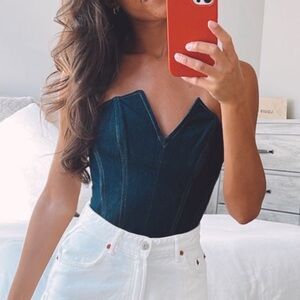 Zara Split Denim Corset Top